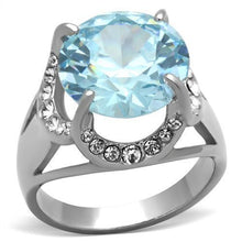 Load image into Gallery viewer, Anillos Para Mujer Color Plata y Aguamarina de 316L Acero Inoxidable con Diamante Zirconia Cubica Azul Mar TK1423 - Jewelry Store by Erik Rayo
