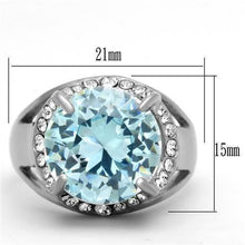 Load image into Gallery viewer, Anillos Para Mujer Color Plata y Aguamarina de 316L Acero Inoxidable con Diamante Zirconia Cubica Azul Mar TK1423 - Jewelry Store by Erik Rayo
