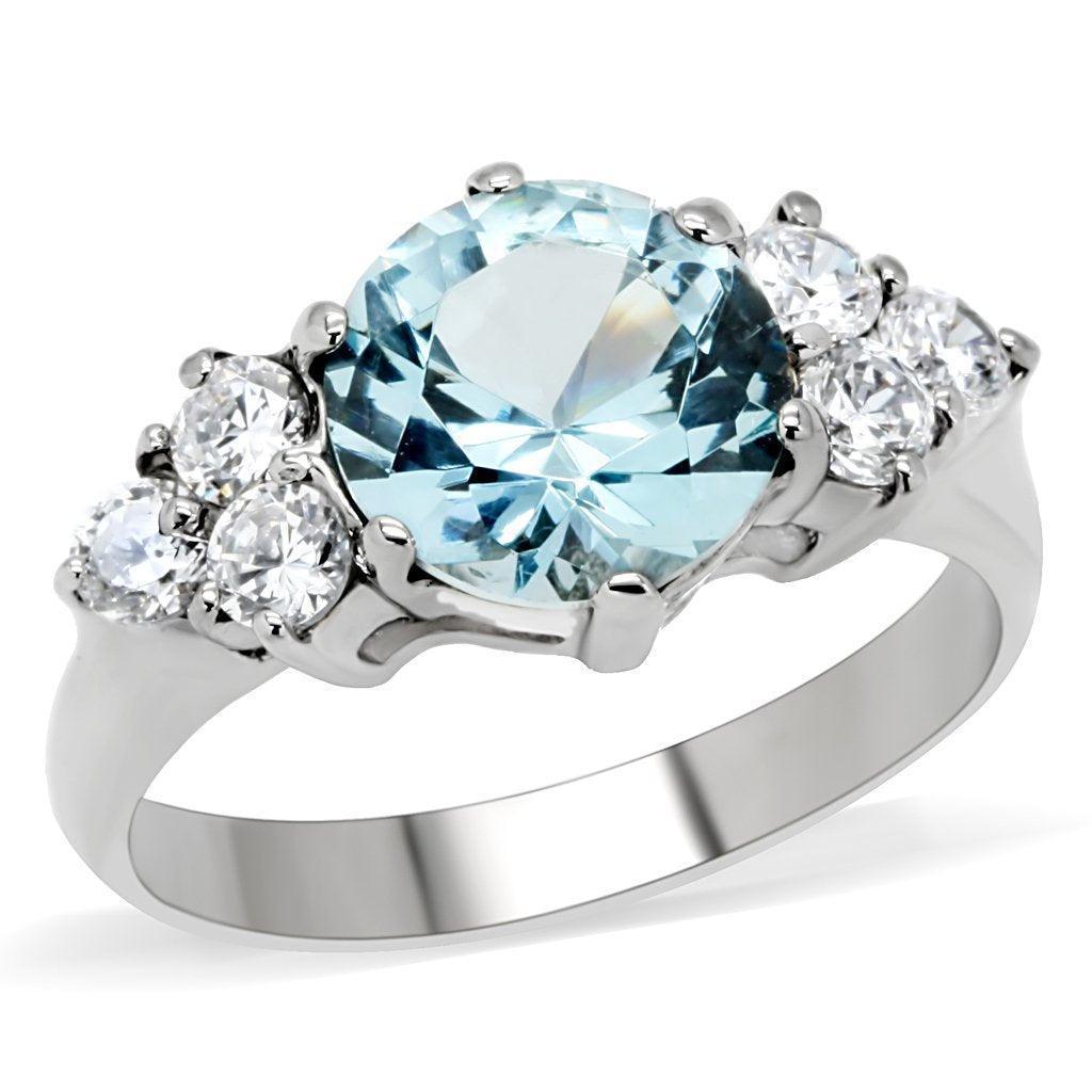 Anillos Para Mujer Color Plata y Aguamarina de 316L Acero Inoxidable con Espinela Sintética en Azul Londres - Jewelry Store by Erik Rayo
