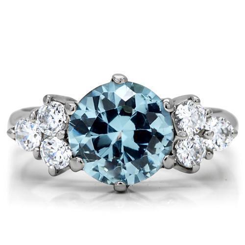 Anillos Para Mujer Color Plata y Aguamarina de 316L Acero Inoxidable con Espinela Sintética en Azul Londres - Jewelry Store by Erik Rayo