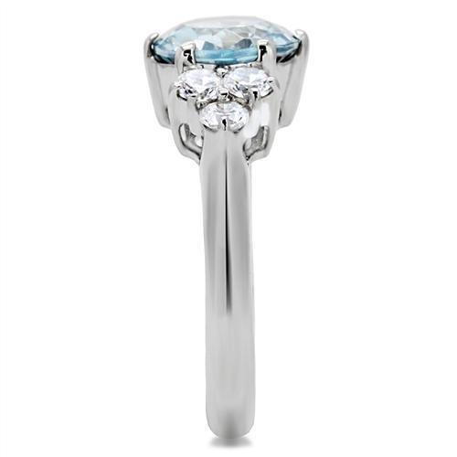 Anillos Para Mujer Color Plata y Aguamarina de 316L Acero Inoxidable con Espinela Sintética en Azul Londres - Jewelry Store by Erik Rayo