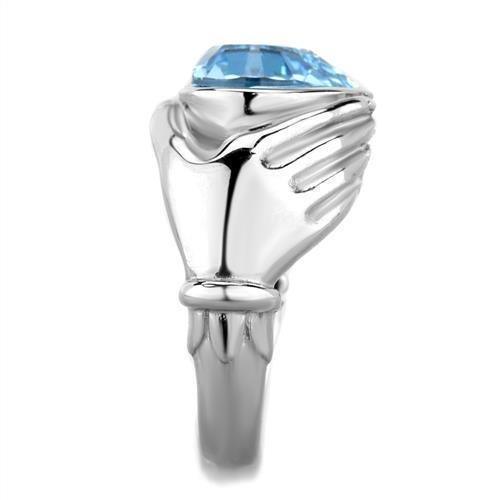 Anillos Para Mujer Color Plata y Aguamarina de 316L Acero Inoxidable con Piedra Crystal Color Azul Mar Ancona - Jewelry Store by Erik Rayo