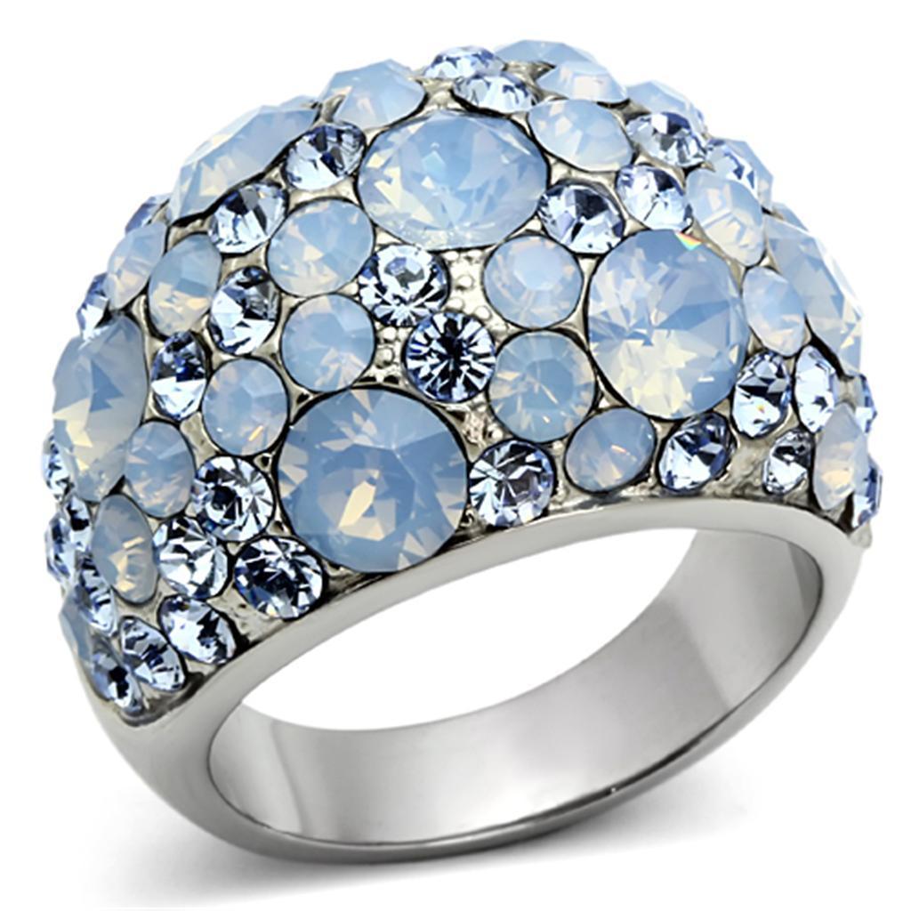 Anillos Para Mujer Color Plata y Aguamarina de 316L Acero Inoxidable con Piedra Crystal Color Azul Mar TK1147 - Jewelry Store by Erik Rayo