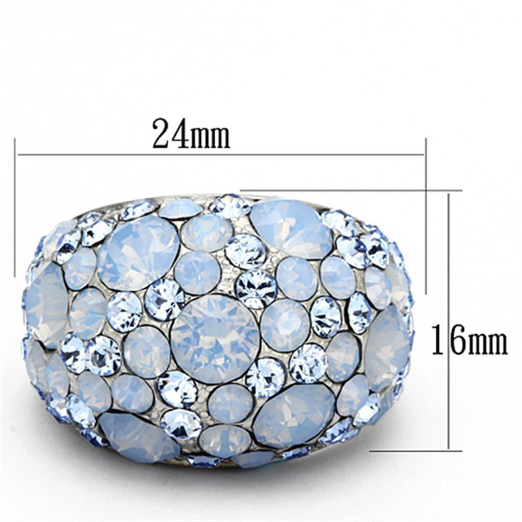 Anillos Para Mujer Color Plata y Aguamarina de 316L Acero Inoxidable con Piedra Crystal Color Azul Mar TK1147 - Jewelry Store by Erik Rayo