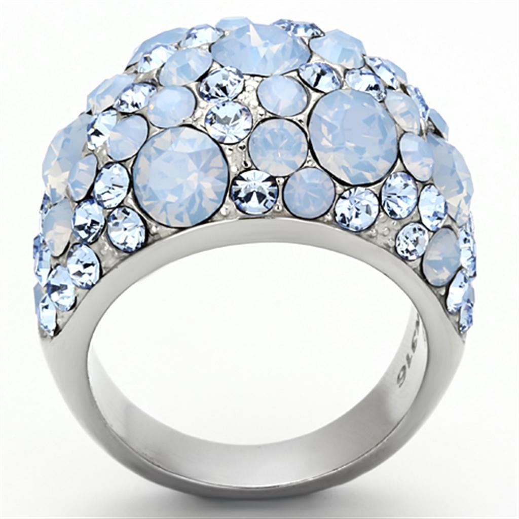 Anillos Para Mujer Color Plata y Aguamarina de 316L Acero Inoxidable con Piedra Crystal Color Azul Mar TK1147 - Jewelry Store by Erik Rayo