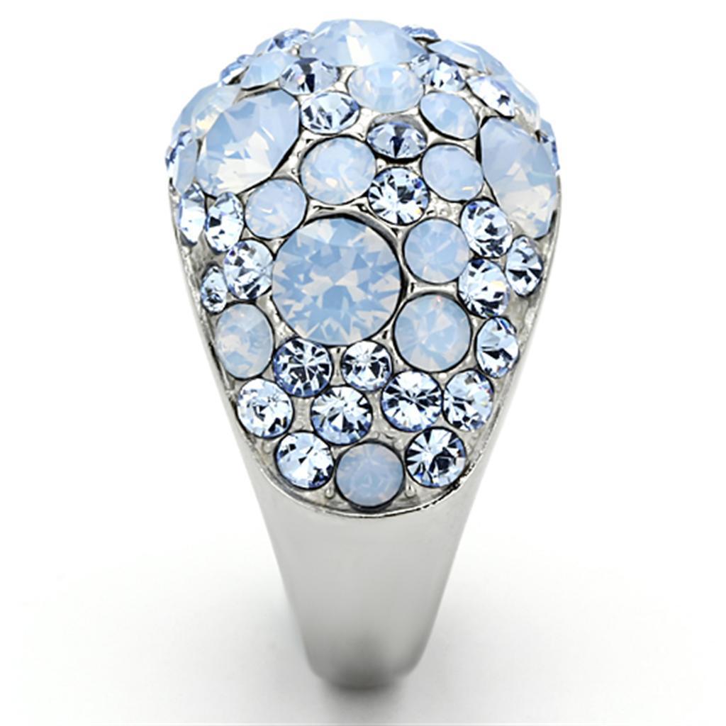 Anillos Para Mujer Color Plata y Aguamarina de 316L Acero Inoxidable con Piedra Crystal Color Azul Mar TK1147 - Jewelry Store by Erik Rayo