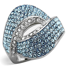 Load image into Gallery viewer, Anillos Para Mujer Color Plata y Aguamarina de 316L Acero Inoxidable con Piedra Crystal Color Azul Mar TK1303 - Jewelry Store by Erik Rayo

