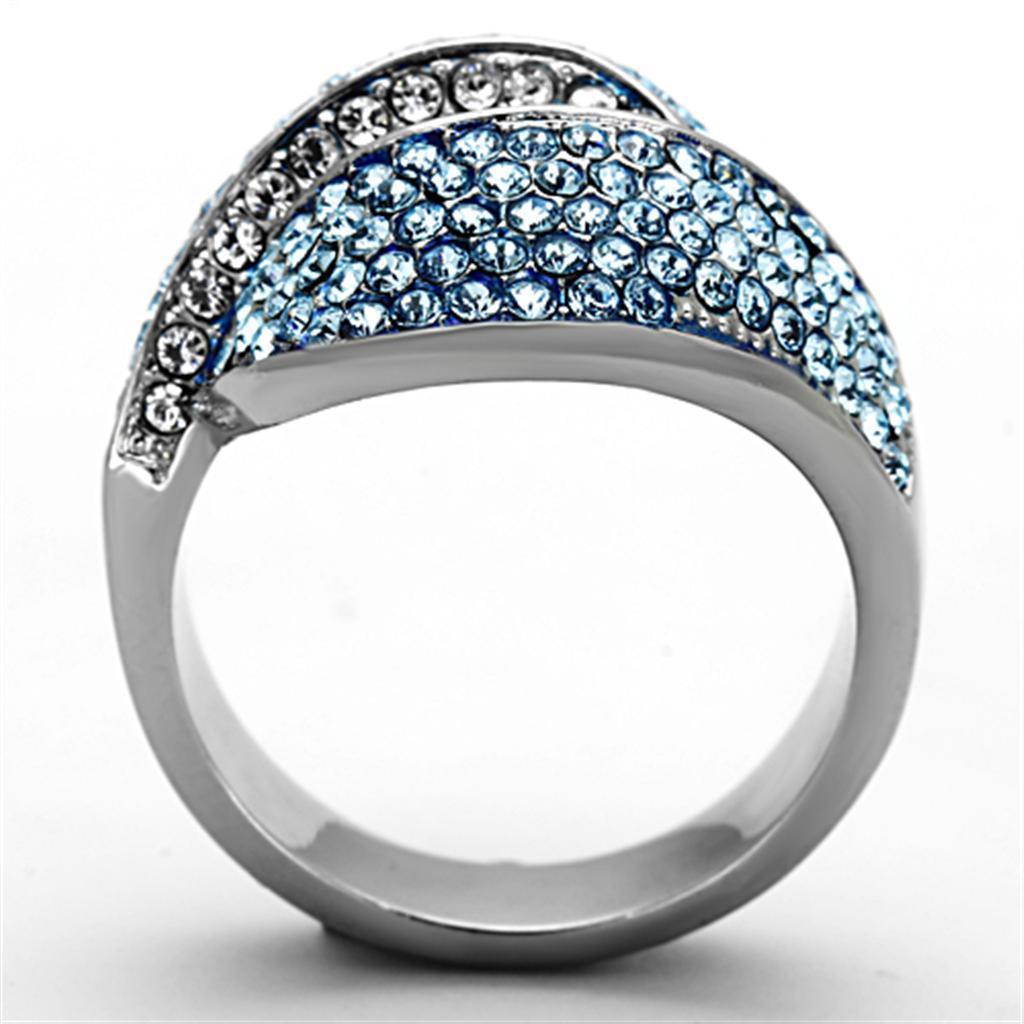 Anillos Para Mujer Color Plata y Aguamarina de 316L Acero Inoxidable con Piedra Crystal Color Azul Mar TK1303 - Jewelry Store by Erik Rayo