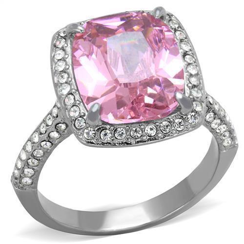 Anillos Para Mujer Color Plata y Rosa de 316L Acero Inoxidable con Diamante Zirconia Cubica Color Rosa - Jewelry Store by Erik Rayo
