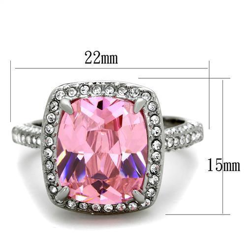 Anillos Para Mujer Color Plata y Rosa de 316L Acero Inoxidable con Diamante Zirconia Cubica Color Rosa - Jewelry Store by Erik Rayo