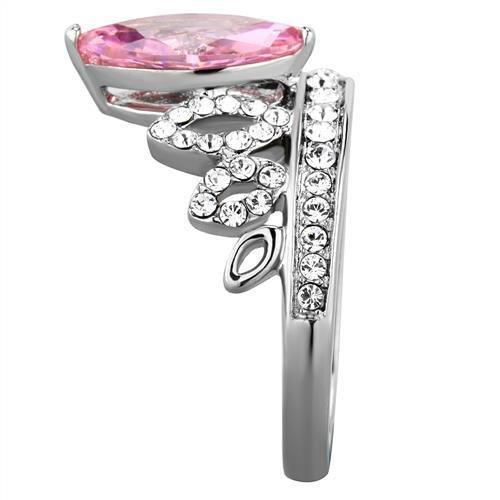 Anillos Para Mujer Color Plata y Rosa de 316L Acero Inoxidable con Diamante Zirconia Cubica Color Rosa - Jewelry Store by Erik Rayo