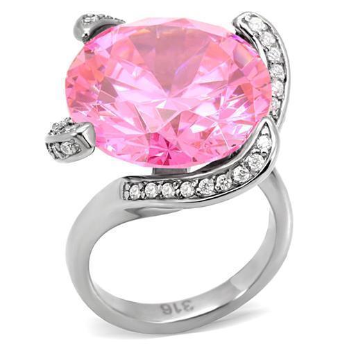 Anillos Para Mujer Color Plata y Rosa de 316L Acero Inoxidable con Diamante Zirconia Cubica Rosa - Jewelry Store by Erik Rayo
