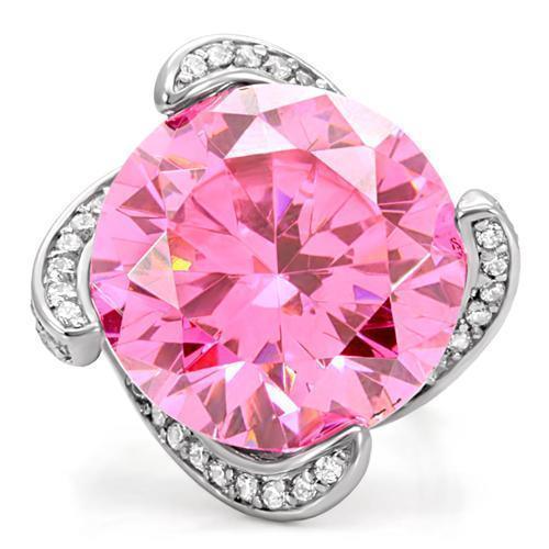 Anillos Para Mujer Color Plata y Rosa de 316L Acero Inoxidable con Diamante Zirconia Cubica Rosa - Jewelry Store by Erik Rayo