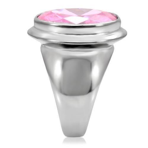 Anillos Para Mujer Color Plata y Rosa de 316L Acero Inoxidable con Diamante Zirconia Cubica Rosa TK118 - Jewelry Store by Erik Rayo