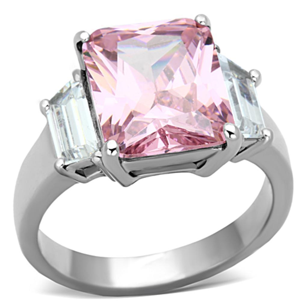 Anillos Para Mujer Color Plata y Rosa de 316L Acero Inoxidable con Diamante Zirconia Cubica Rosa TK1224 TK1224 - Jewelry Store by Erik Rayo