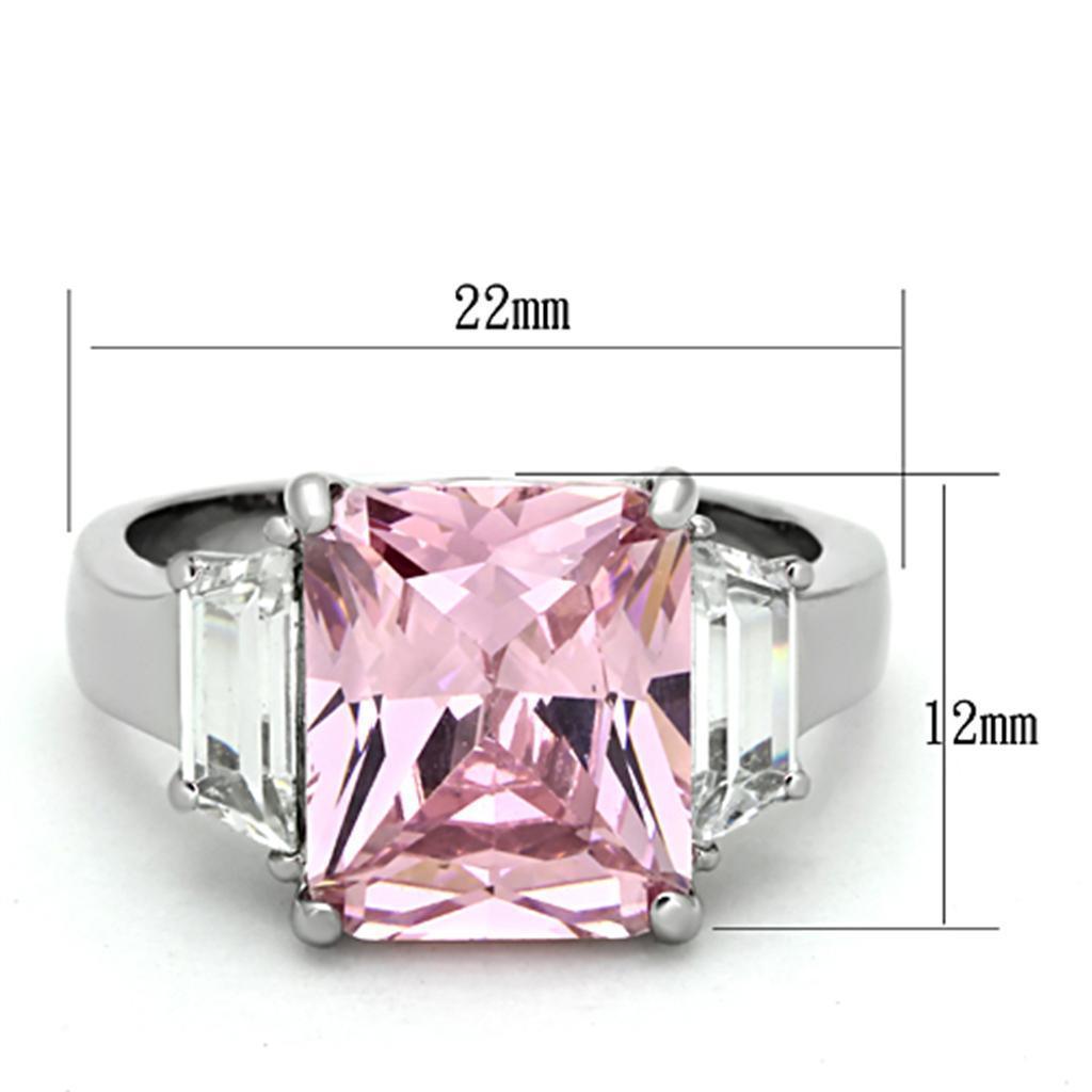 Anillos Para Mujer Color Plata y Rosa de 316L Acero Inoxidable con Diamante Zirconia Cubica Rosa TK1224 TK1224 - Jewelry Store by Erik Rayo