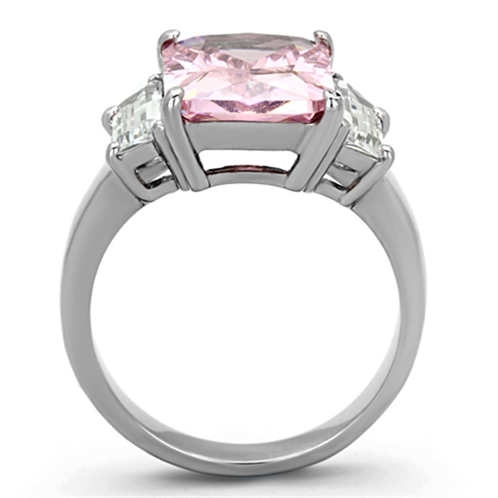 Anillos Para Mujer Color Plata y Rosa de 316L Acero Inoxidable con Diamante Zirconia Cubica Rosa TK1224 TK1224 - Jewelry Store by Erik Rayo