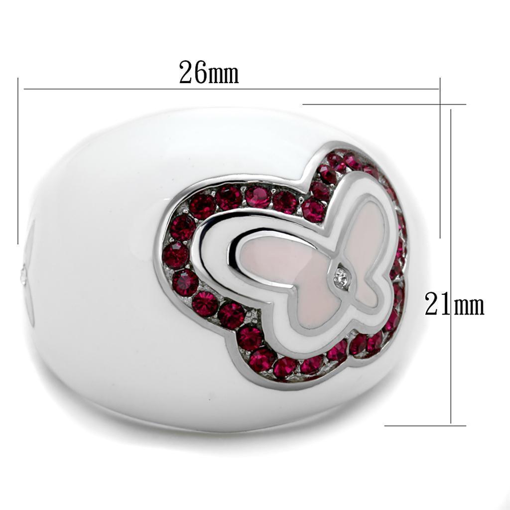 Anillos Para Mujer de Mariposa Color Plata de 316L Acero Inoxidable con Piedra Crystal en Rubi - Jewelry Store by Erik Rayo