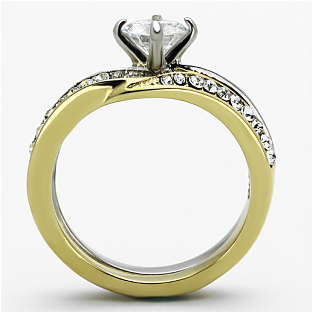 Anillos Para Mujer Dos Tonos de 316L Acero Inoxidable con Diamante Zirconia Cubica TK1280 - Jewelry Store by Erik Rayo