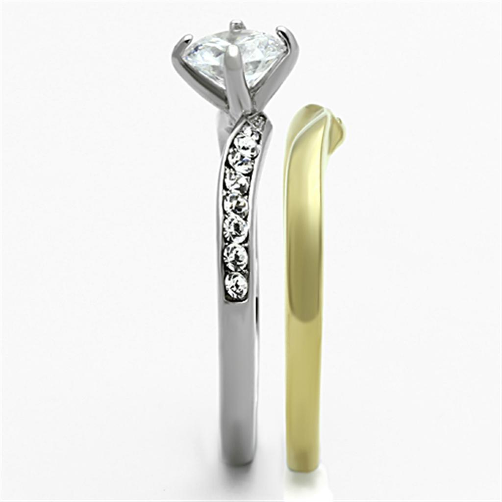 Anillos Para Mujer Dos Tonos de 316L Acero Inoxidable con Diamante Zirconia Cubica TK1280 - Jewelry Store by Erik Rayo
