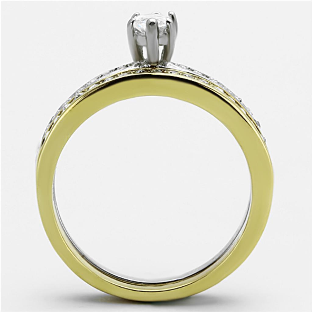 Anillos Para Mujer Dos Tonos de 316L Acero Inoxidable con Diamante Zirconia Cubica TK1282 - Jewelry Store by Erik Rayo