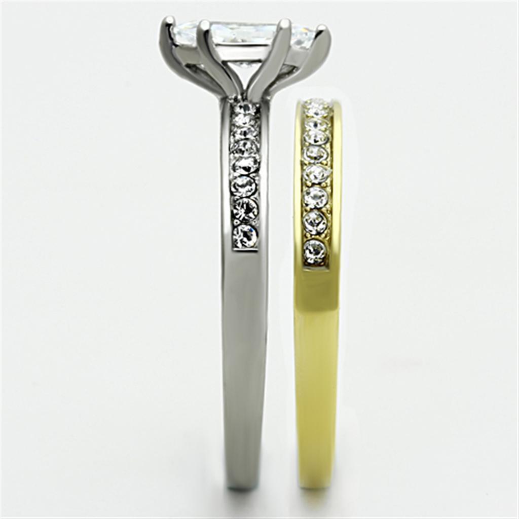 Anillos Para Mujer Dos Tonos de 316L Acero Inoxidable con Diamante Zirconia Cubica TK1282 - Jewelry Store by Erik Rayo