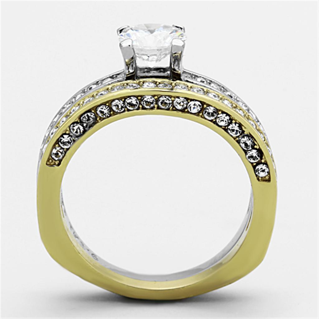 Anillos Para Mujer Dos Tonos de 316L Acero Inoxidable con Diamante Zirconia Cubica TK1284 - Jewelry Store by Erik Rayo