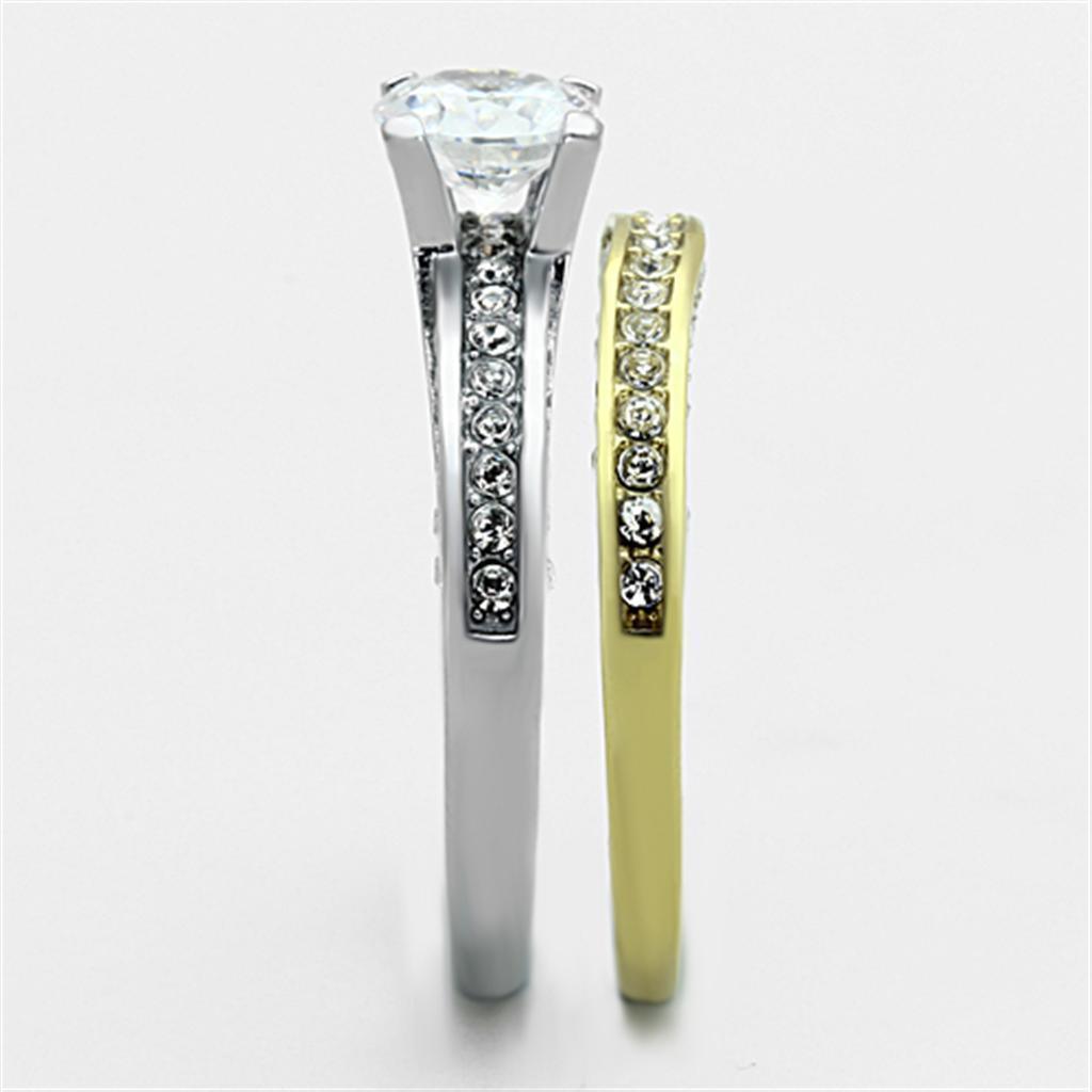 Anillos Para Mujer Dos Tonos de 316L Acero Inoxidable con Diamante Zirconia Cubica TK1284 - Jewelry Store by Erik Rayo