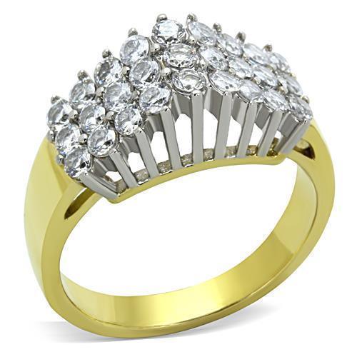 Anillos Para Mujer Dos Tonos de 316L Acero Inoxidable con Diamante Zirconia Cubica TK1376 - Jewelry Store by Erik Rayo