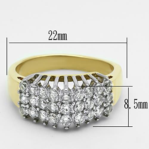 Anillos Para Mujer Dos Tonos de 316L Acero Inoxidable con Diamante Zirconia Cubica TK1376 - Jewelry Store by Erik Rayo