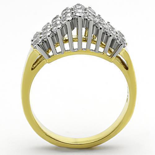 Anillos Para Mujer Dos Tonos de 316L Acero Inoxidable con Diamante Zirconia Cubica TK1376 - Jewelry Store by Erik Rayo