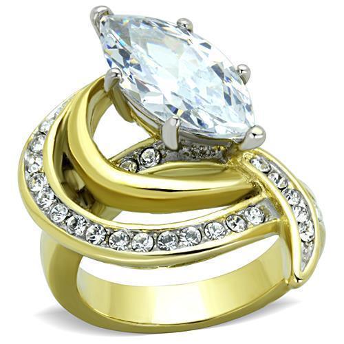 Anillos Para Mujer Dos Tonos de 316L Acero Inoxidable con Diamante Zirconia Cubica TK1546 - Jewelry Store by Erik Rayo