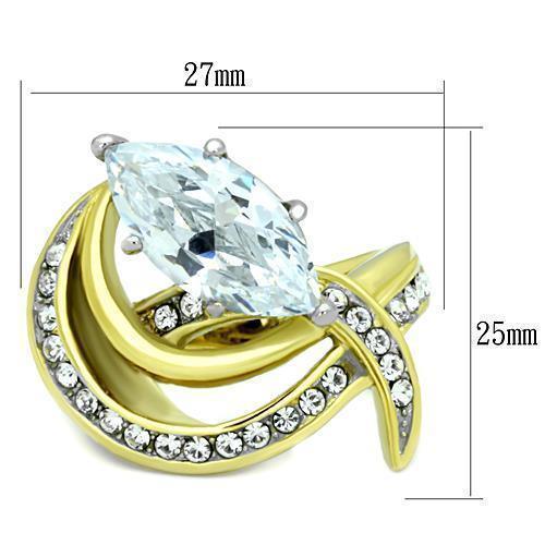 Anillos Para Mujer Dos Tonos de 316L Acero Inoxidable con Diamante Zirconia Cubica TK1546 - Jewelry Store by Erik Rayo