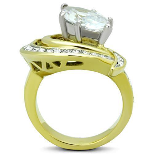 Anillos Para Mujer Dos Tonos de 316L Acero Inoxidable con Diamante Zirconia Cubica TK1546 - Jewelry Store by Erik Rayo