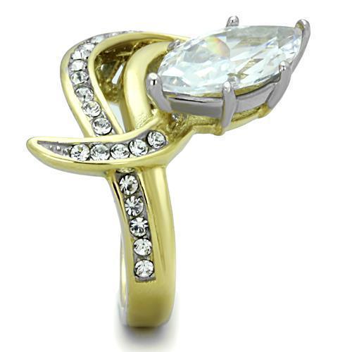Anillos Para Mujer Dos Tonos de 316L Acero Inoxidable con Diamante Zirconia Cubica TK1546 - Jewelry Store by Erik Rayo