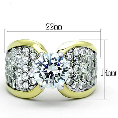 Anillos Para Mujer Dos Tonos de 316L Acero Inoxidable con Diamante Zirconia Cubica TK1547 - Jewelry Store by Erik Rayo