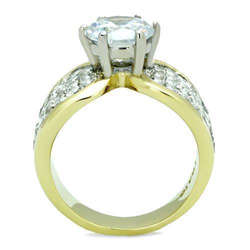 Anillos Para Mujer Dos Tonos de 316L Acero Inoxidable con Diamante Zirconia Cubica TK1547 - Jewelry Store by Erik Rayo