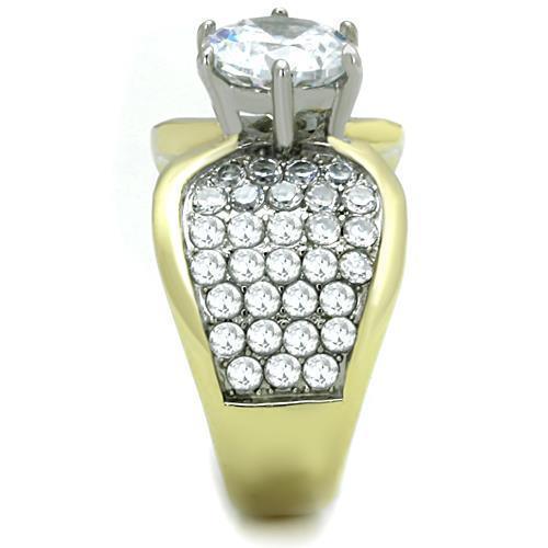 Anillos Para Mujer Dos Tonos de 316L Acero Inoxidable con Diamante Zirconia Cubica TK1547 - Jewelry Store by Erik Rayo