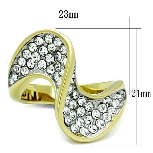 Anillos Para Mujer Dos Tonos de 316L Acero Inoxidable con Diamante Zirconia Cubica TK1549 - Jewelry Store by Erik Rayo