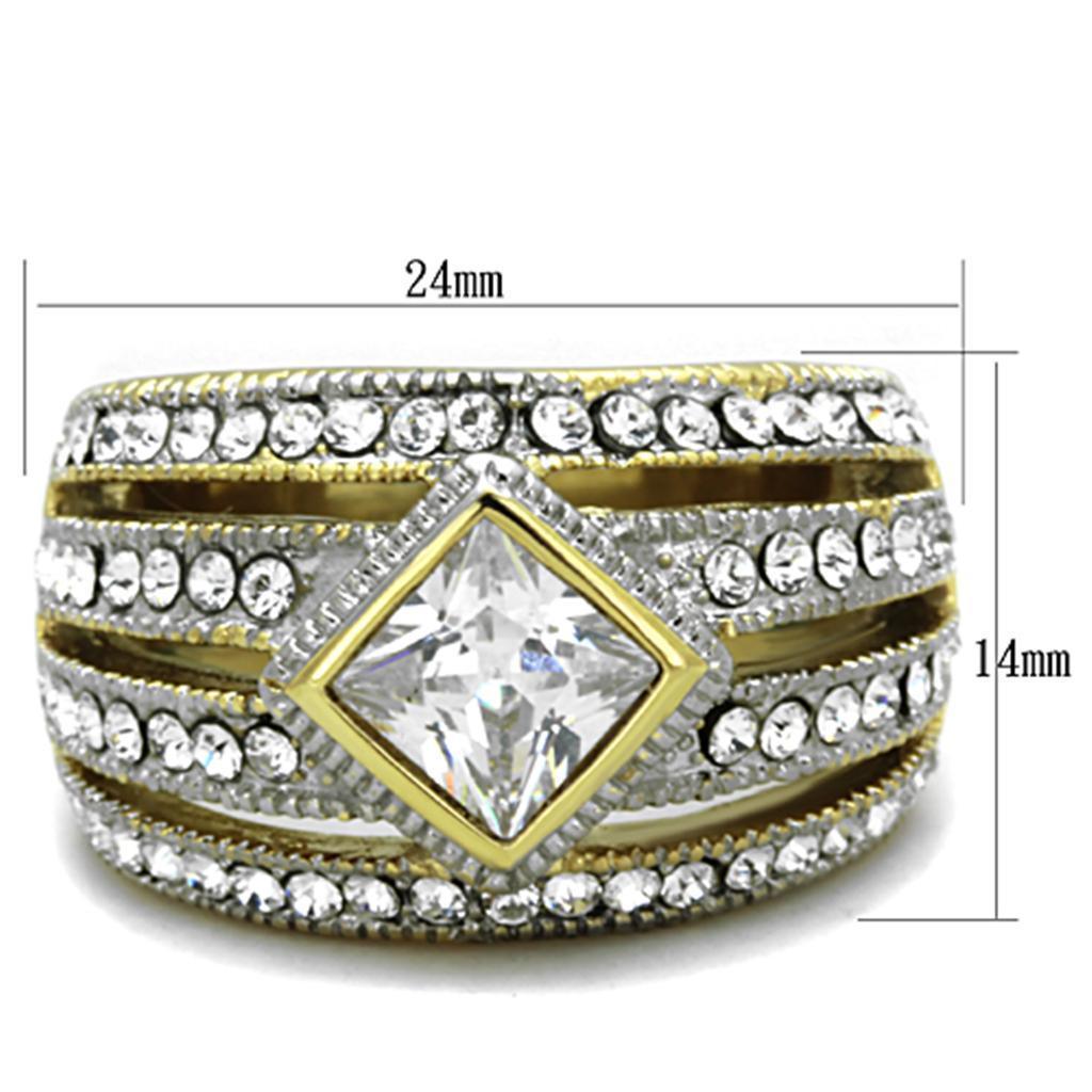 Anillos Para Mujer Dos Tonos de 316L Acero Inoxidable con Diamante Zirconia Cubica TK1551 - Jewelry Store by Erik Rayo