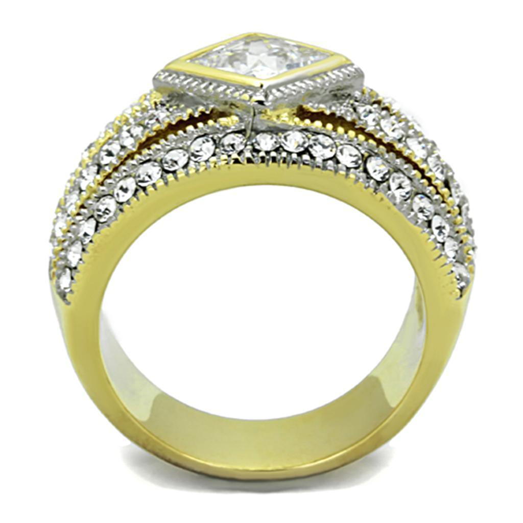 Anillos Para Mujer Dos Tonos de 316L Acero Inoxidable con Diamante Zirconia Cubica TK1551 - Jewelry Store by Erik Rayo