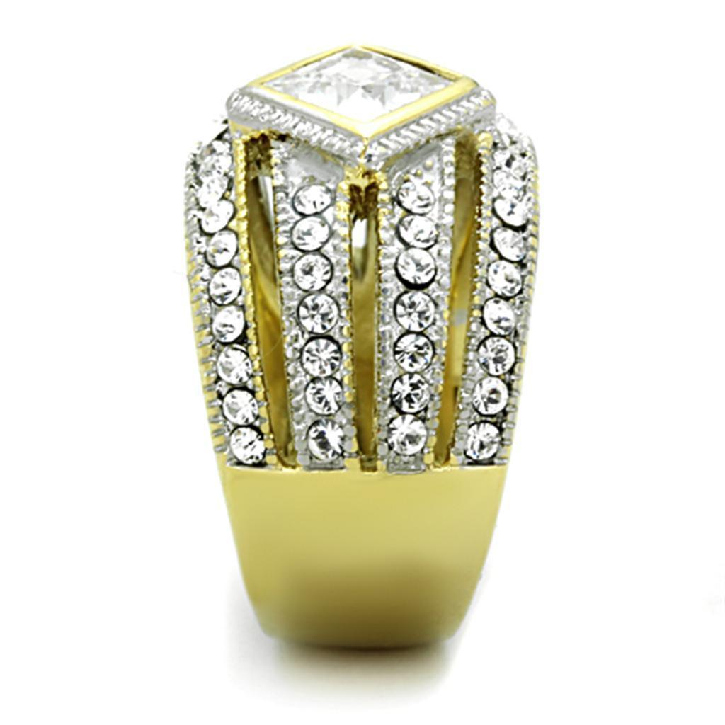 Anillos Para Mujer Dos Tonos de 316L Acero Inoxidable con Diamante Zirconia Cubica TK1551 - Jewelry Store by Erik Rayo