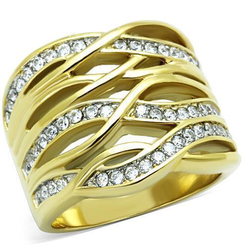 Anillos Para Mujer Dos Tonos de 316L Acero Inoxidable con Diamante Zirconia Cubica TK1699 - Jewelry Store by Erik Rayo