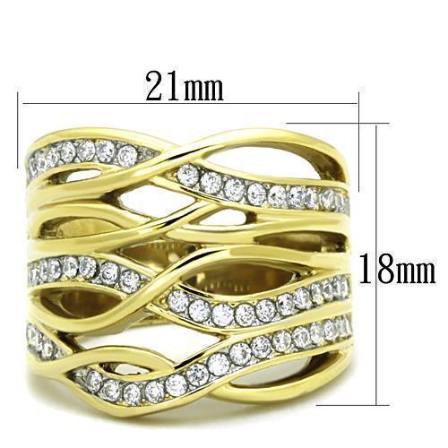 Anillos Para Mujer Dos Tonos de 316L Acero Inoxidable con Diamante Zirconia Cubica TK1699 - Jewelry Store by Erik Rayo