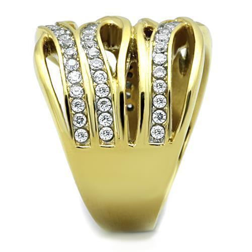 Anillos Para Mujer Dos Tonos de 316L Acero Inoxidable con Diamante Zirconia Cubica TK1699 - Jewelry Store by Erik Rayo