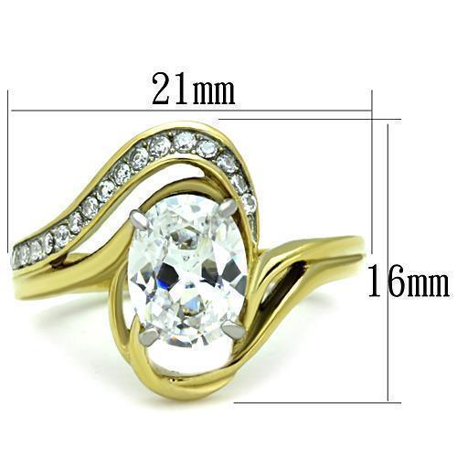 Anillos Para Mujer Dos Tonos de 316L Acero Inoxidable con Diamante Zirconia Cubica TK1703 - Jewelry Store by Erik Rayo