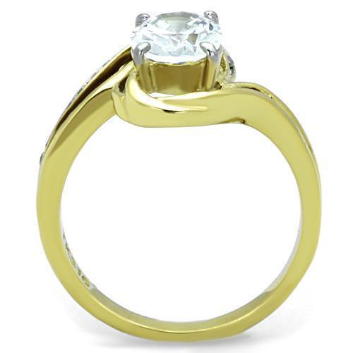 Anillos Para Mujer Dos Tonos de 316L Acero Inoxidable con Diamante Zirconia Cubica TK1703 - Jewelry Store by Erik Rayo