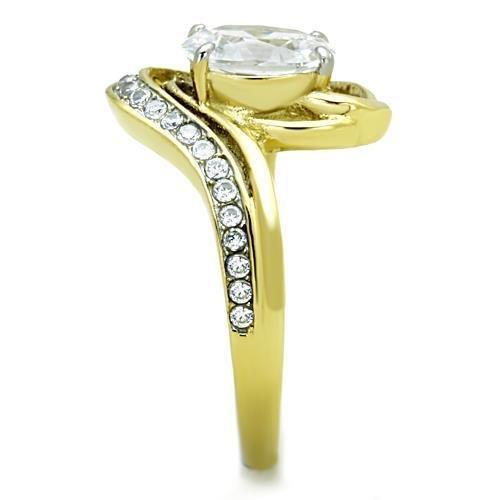 Anillos Para Mujer Dos Tonos de 316L Acero Inoxidable con Diamante Zirconia Cubica TK1703 - Jewelry Store by Erik Rayo