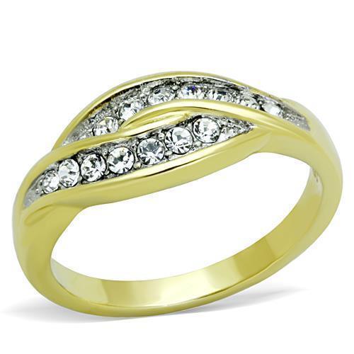 Anillos Para Mujer Dos Tonos de 316L Acero Inoxidable con Diamante Zirconia Cubica TK1704 - Jewelry Store by Erik Rayo