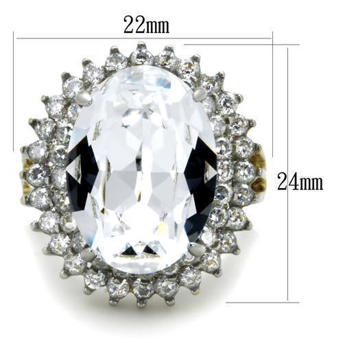Anillos Para Mujer Dos Tonos de 316L Acero Inoxidable con Diamante Zirconia Cubica TK1894 - Jewelry Store by Erik Rayo